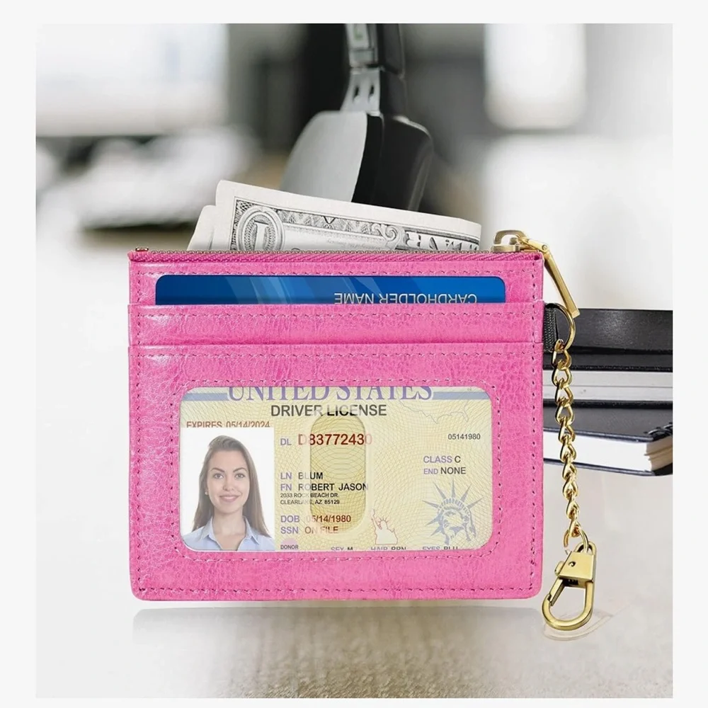 🆕 Card Holder Keychain Wallet for Women with ID Window RFID Coin Purse Bee
